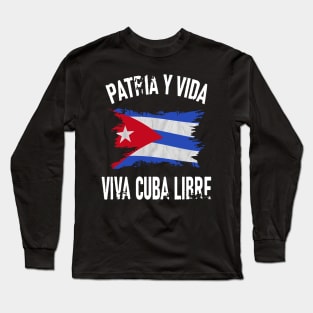 Cuba Libre Freedom Free Cuba Vintage Cuban Flag Long Sleeve T-Shirt